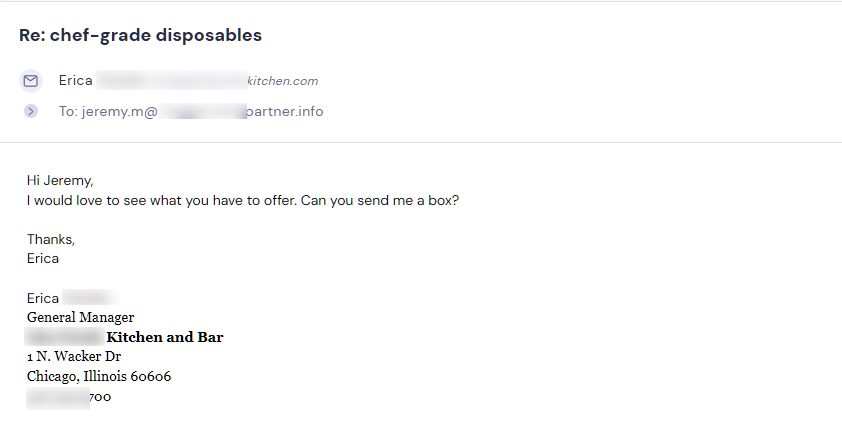 Retailer reply from CMJJ Gourmet